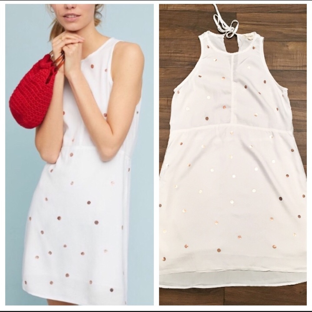 Anthropologie Cloth & Stone Rose Gold Dot Dress